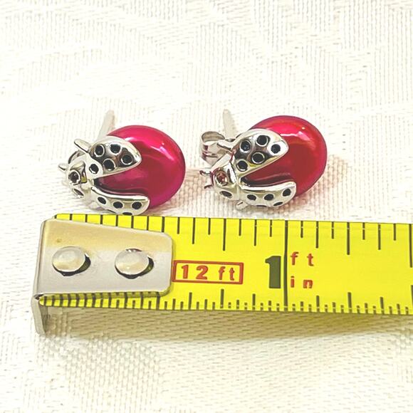 HONORA Sterling Silver Coin Pearl Ladybug EARRINGS BRACELET Stud Cultured Pearls - Picture 10 of 10